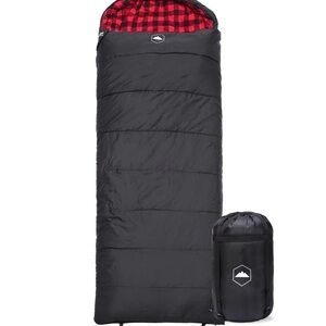 Black Sleeping Bag with Red Interior by Unknown Brand